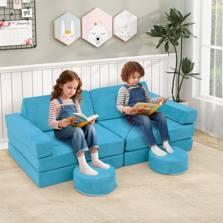 Sofá de juegos modular de 14 piezas para cuarto de juegos y dormitorio