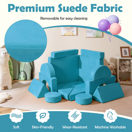 Sofá de juegos modular de 14 piezas para cuarto de juegos y dormitorio