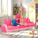 Bloques de espuma de 14 piezas para escalar, sofá modular para niños de 3+ años - Rosa