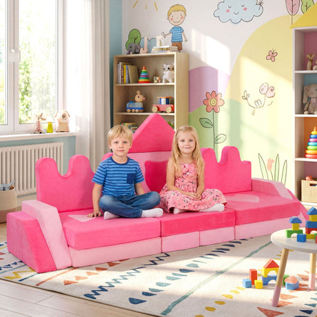 Bloques de espuma de 14 piezas para escalar, sofá modular para niños de 3+ años - Rosa
