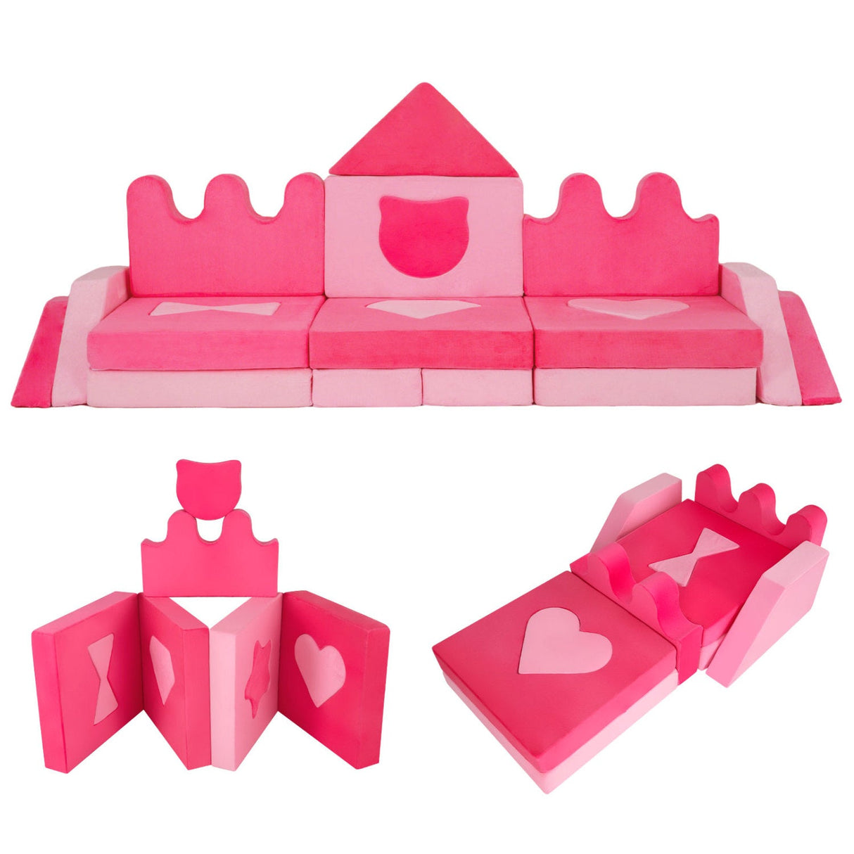 Bloques de espuma de 14 piezas para escalar, sofá modular para niños de 3+ años - Rosa