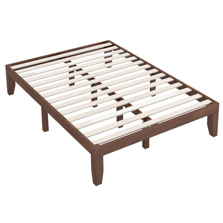 Base de cama de plataforma de madera de tamaño completo de 14 pulgadas con soporte de listones de madera