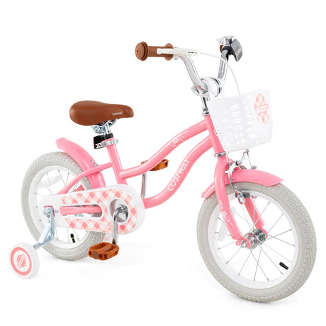 Bicicleta de 14 pulgadas para niños con ruedines y cesta para niños y niñas de 3 a 5 años - 14 pulgadas