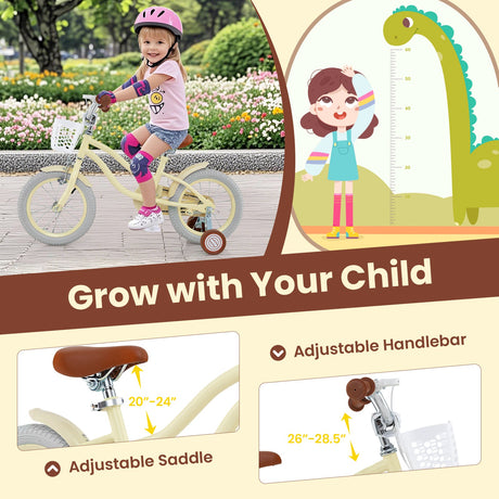 Bicicleta para niños de 14/16/18 pulgadas ajustable con ruedines para edades de 3 a 8 años - 16 pulgadas