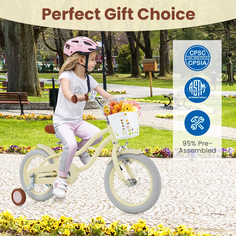 Bicicleta para niños de 14/16/18 pulgadas ajustable con ruedines para edades de 3 a 8 años - 16 pulgadas