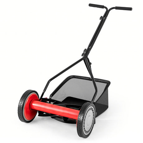 Cortacésped de empuje de 14 pulgadas con 5 cuchillas de acero y bolsa recolectora de césped