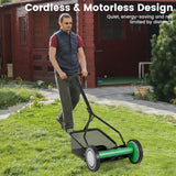 Cortacésped de empuje de 14 pulgadas con 5 cuchillas de acero y bolsa recolectora de césped