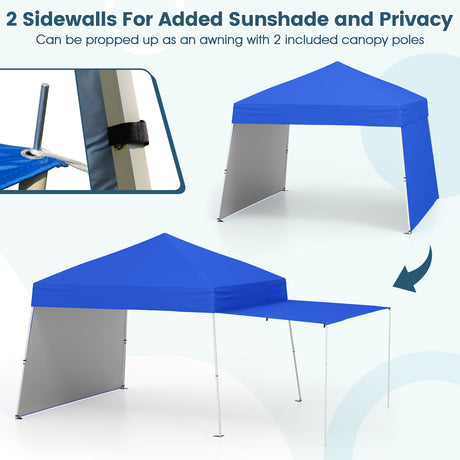 Tienda de dosel plegable de 14 x 9.2 pies con 2 paredes laterales convertibles en toldo y estacas