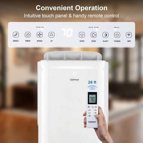 Aire Acondicionado Portátil Inverter de 15000 BTU, Refrigeración y Calefacción con Wifi Inteligente-Blanco