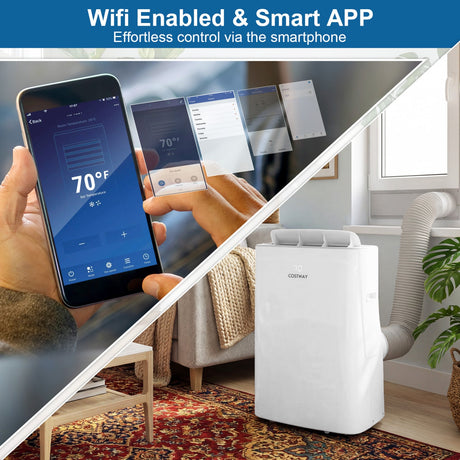 Aire Acondicionado Portátil Inverter de 15000 BTU, Refrigeración y Calefacción con Wifi Inteligente-Blanco