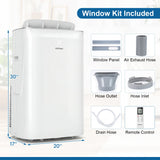 Aire Acondicionado Portátil Inverter de 15000 BTU, Refrigeración y Calefacción con Wifi Inteligente-Blanco