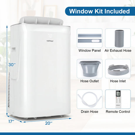 Aire Acondicionado Portátil Inverter de 15000 BTU, Refrigeración y Calefacción con Wifi Inteligente-Blanco