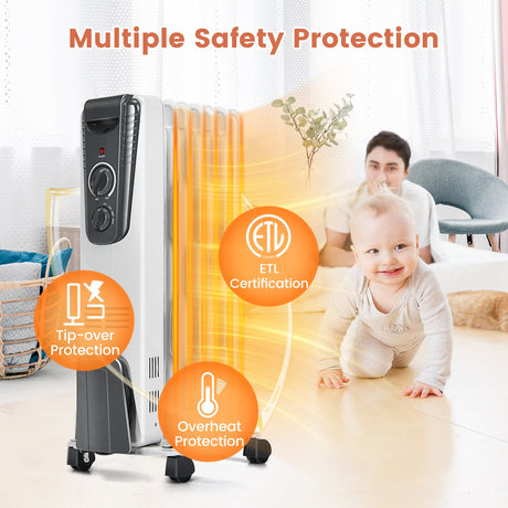 Calefactor eléctrico de 1500W con termostato ajustable