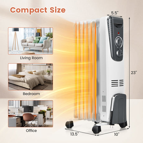 Calefactor eléctrico de 1500W con termostato ajustable