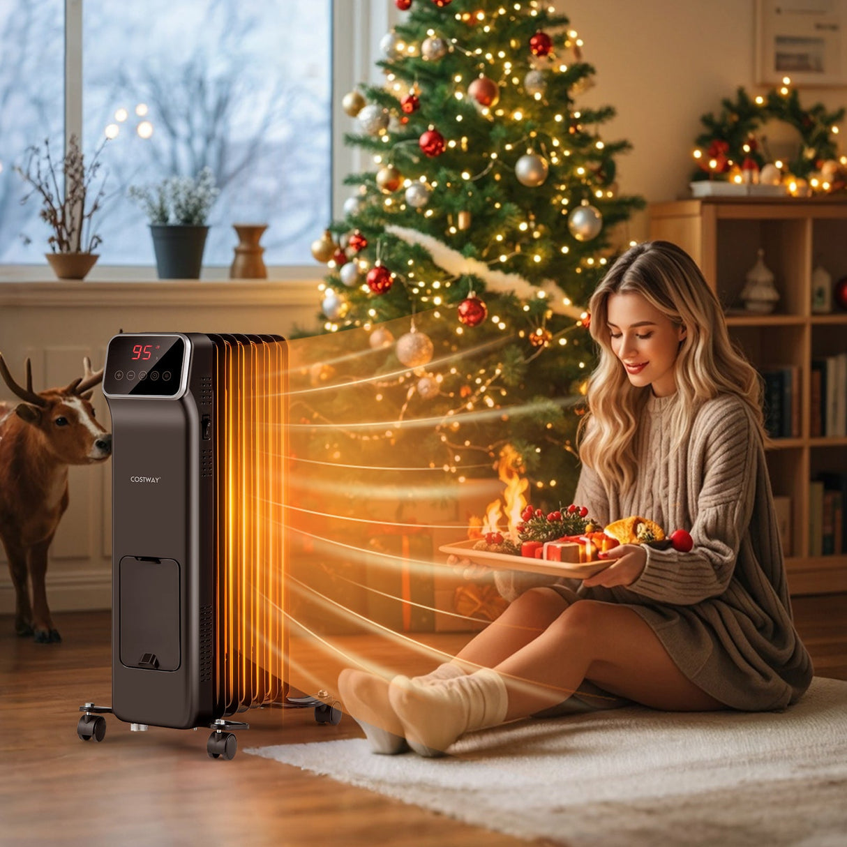 Calefactor Radiador Eléctrico de Aceite de 1500W con Mando a Distancia, 3 Modos y Temporizador de 24 Horas