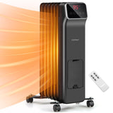 Calefactor Radiador Eléctrico de Aceite de 1500W con Mando a Distancia, 3 Modos y Temporizador de 24 Horas
