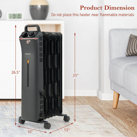 Calentador portátil de aceite de 1500W con 3 niveles de calor