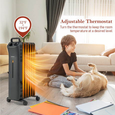 Calentador portátil de aceite de 1500W con 3 niveles de calor