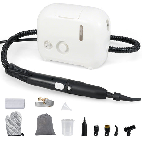 Limpiador a vapor portátil de 1500W con depósito de agua de 34 oz-Blanco