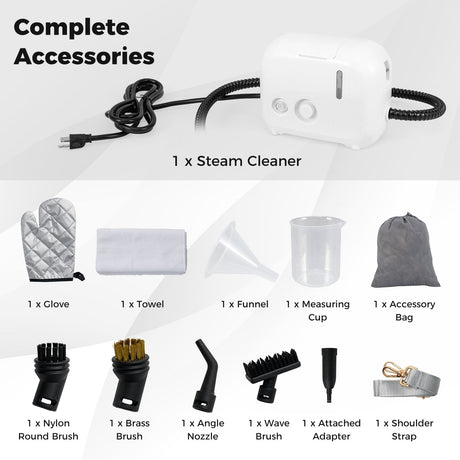 Limpiador a vapor portátil de 1500W con depósito de agua de 34 oz-Blanco