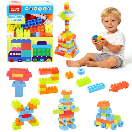 150 Piezas de Bloques de Construcción para Niños Pequeños, Juguetes de Aprendizaje Temprano STEM Montessori para mayores de 3 años
