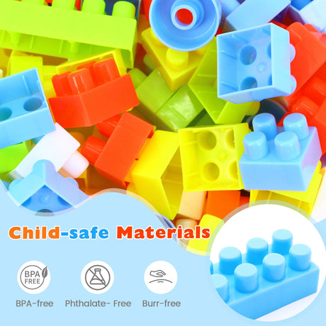 150 Piezas de Bloques de Construcción para Niños Pequeños, Juguetes de Aprendizaje Temprano STEM Montessori para mayores de 3 años