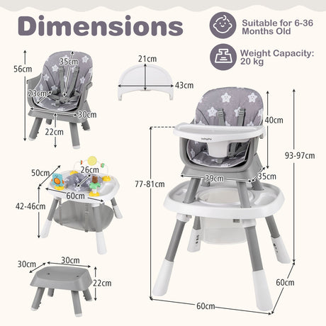 Trona evolutiva 16 en 1 con centro de actividades y elevador para bebés y niños pequeños