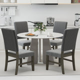 Juego de 2 sillas de comedor tapizadas en terciopelo gris, estilo moderno de mediados de siglo
