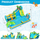 Tobogán Hinchable de Agua Temática Tropical con Doble Rampa, Parque Acuático, Excluye Soplador