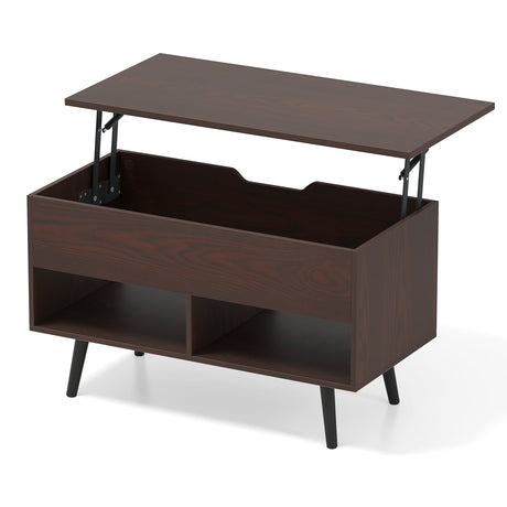 Mesa de centro elevable de 31.5 pulgadas con almacenamiento oculto y 2 estantes abiertos