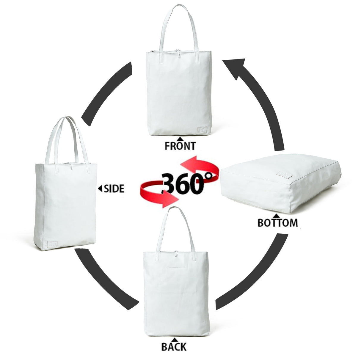 Bolso tote de hombro de cuero blanco