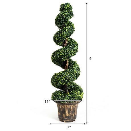 Juego de 2 árboles espirales de boj artificial de 4 pies para decoración