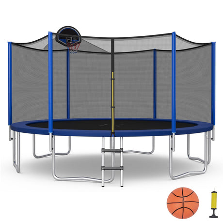 Trampolín Recreativo Exterior de 12/14/15/16 Pies con Red de Seguridad - 14 pies