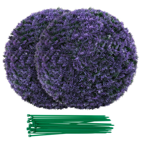 Bolas de boj artificiales redondas de 15 pulgadas, juego de 2, para interiores y exteriores - Morado