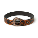 Cinturón de cuero de vaquero occidental - Negro y marrón