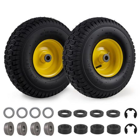 Neumáticos y ruedas de 15 x 6.00-6 con cámara, paquete de 2, 4 capas, amarillos