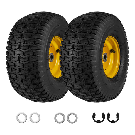 Neumáticos y ruedas sin cámara de 15 x 6.00-6 Paquete de 2 neumáticos de 4 PR - Amarillo