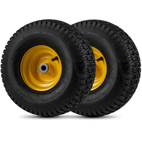Neumáticos y ruedas sin cámara de 15 x 6.00-6 Paquete de 2 neumáticos de 4 PR - Amarillo