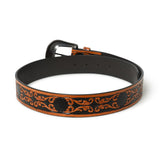 Cinturón de cuero de vaquero occidental - Negro y marrón