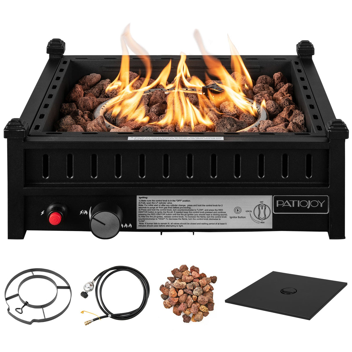 Fogón de sobremesa de propano de 16.5 pulgadas con sistema de encendido simple - Negro