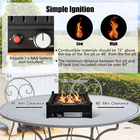 Fogón de sobremesa de propano de 16.5 pulgadas con sistema de encendido simple - Negro