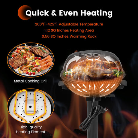 Parrilla eléctrica de 1600W con antiadherente extraíble