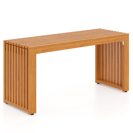 Banco de patio de 36 pulgadas con listones de madera de acacia para dos personas