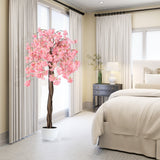 Árbol artificial de flor de cerezo de 5.5 pies de altura con flores rosas/blancas, 1 unidad