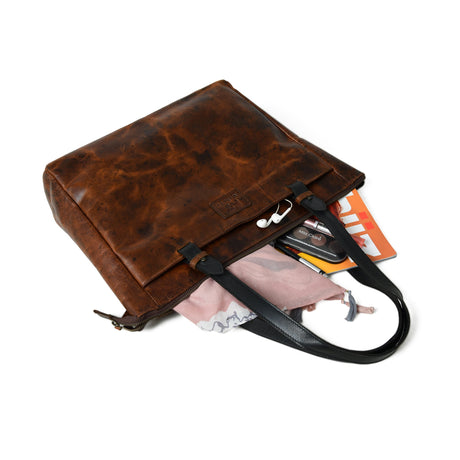 Bolso de mano Portland de cuero con cremallera