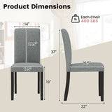 Juego de 2 sillas de comedor modernas de mediados de siglo con patas de madera de caucho - Gris