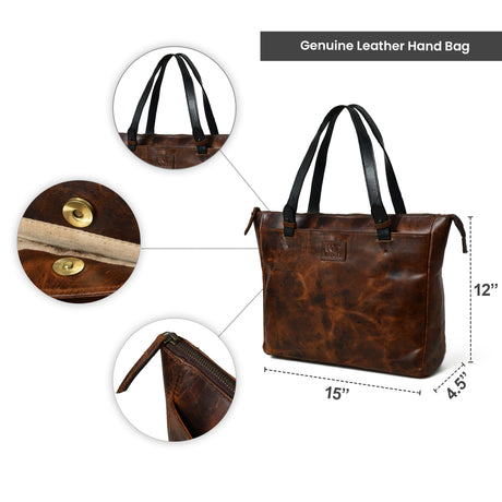 Bolso de mano Portland de cuero con cremallera