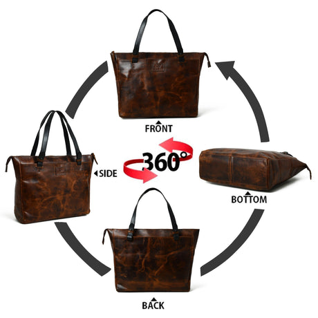 Bolso de mano Portland de cuero con cremallera