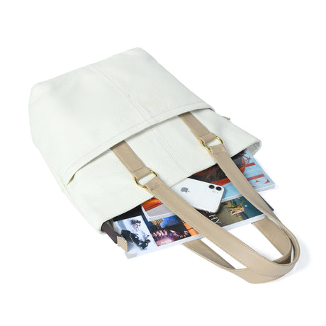 El bolso de piel marfil