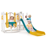 Columpio y tobogán para niños pequeños 7 en 1, en forma de L, con escalera y canasta de baloncesto